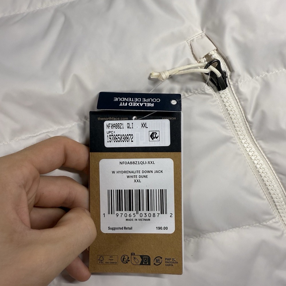 The North Face Puffer Jacket Womens 2XL XXL White Hydrenalite 600 Down Crop Fit - Picture 5 of 15